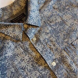 Banana Republic Hawaiian Shirt Mens  XL Blue Tropical Floral Stretch‎ Soft Wash